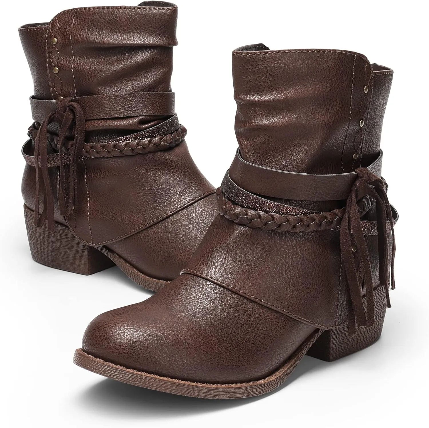 DREAM PAIRS Girls Ankle Boots Side Zipper Low Heels Boots Little Kid/Big Kid