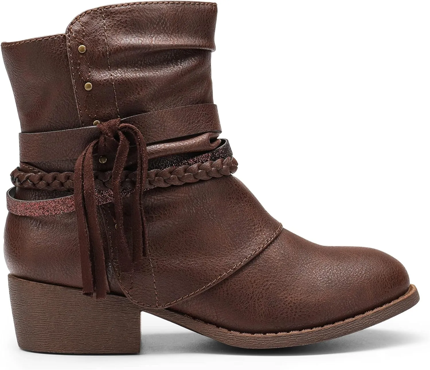 DREAM PAIRS Girls Ankle Boots Side Zipper Low Heels Boots Little Kid/Big Kid