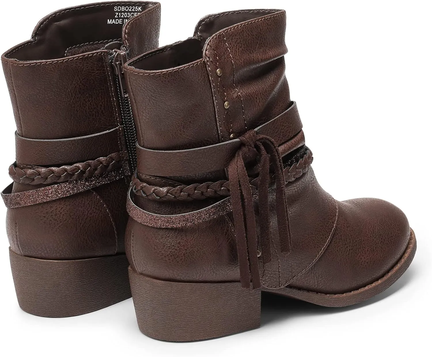 DREAM PAIRS Girls Ankle Boots Side Zipper Low Heels Boots Little Kid/Big Kid