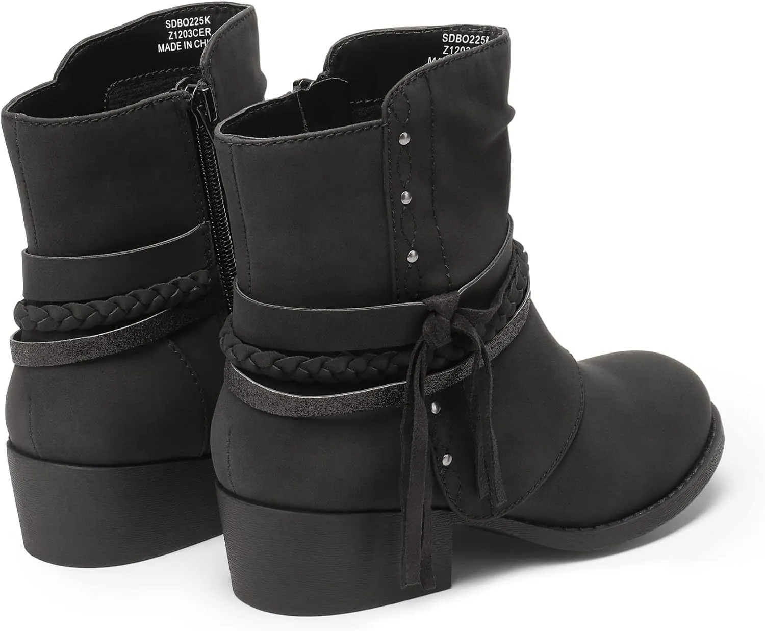 DREAM PAIRS Girls Ankle Boots Side Zipper Low Heels Boots Little Kid/Big Kid