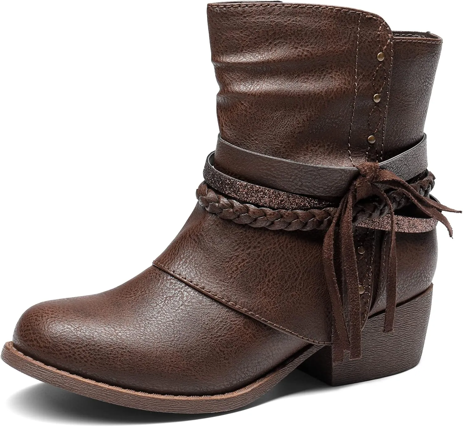 DREAM PAIRS Girls Ankle Boots Side Zipper Low Heels Boots Little Kid/Big Kid