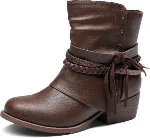 DREAM PAIRS Girls Ankle Boots Side Zipper Low Heels Boots Little Kid/Big Kid