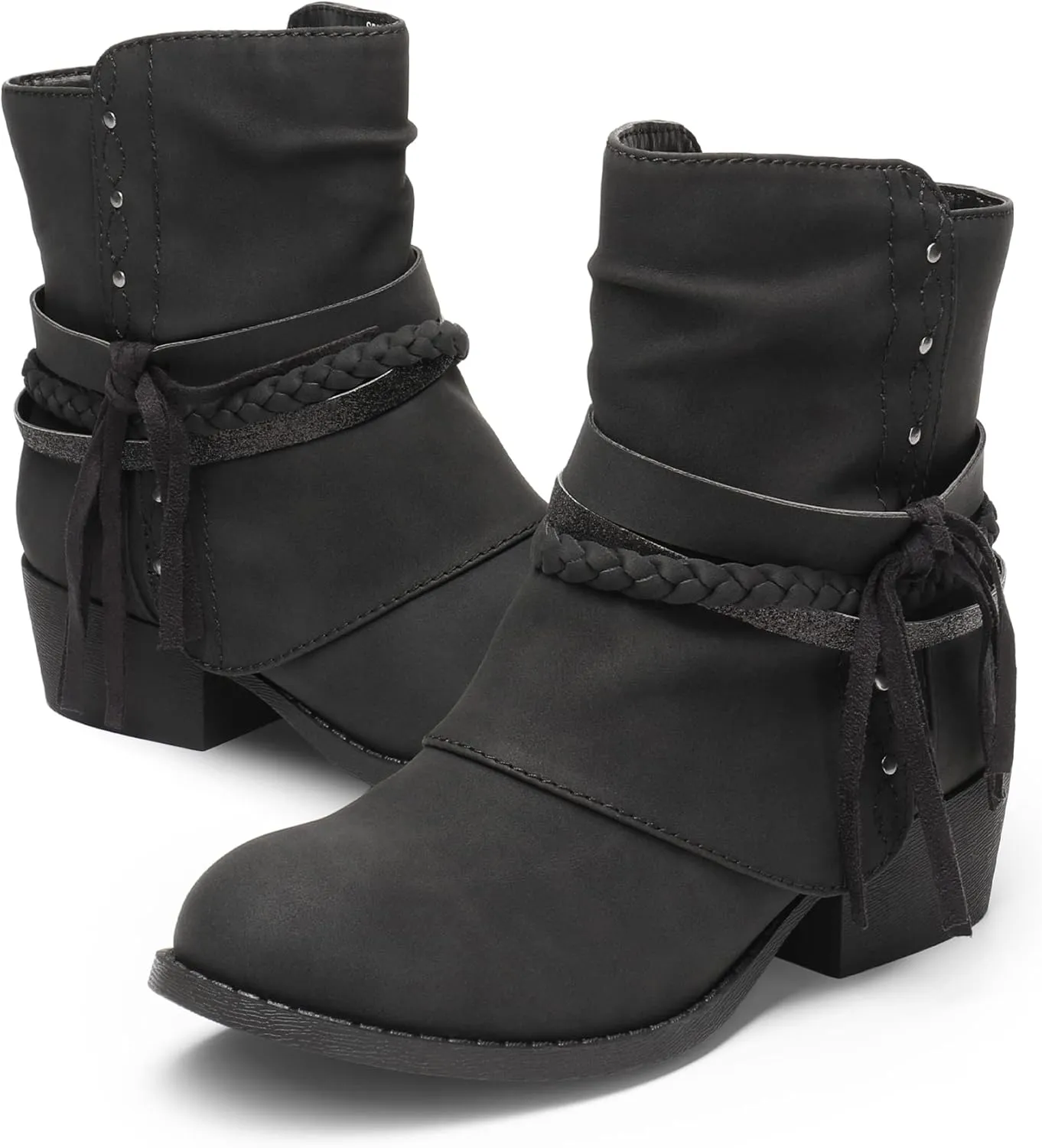 DREAM PAIRS Girls Ankle Boots Side Zipper Low Heels Boots Little Kid/Big Kid