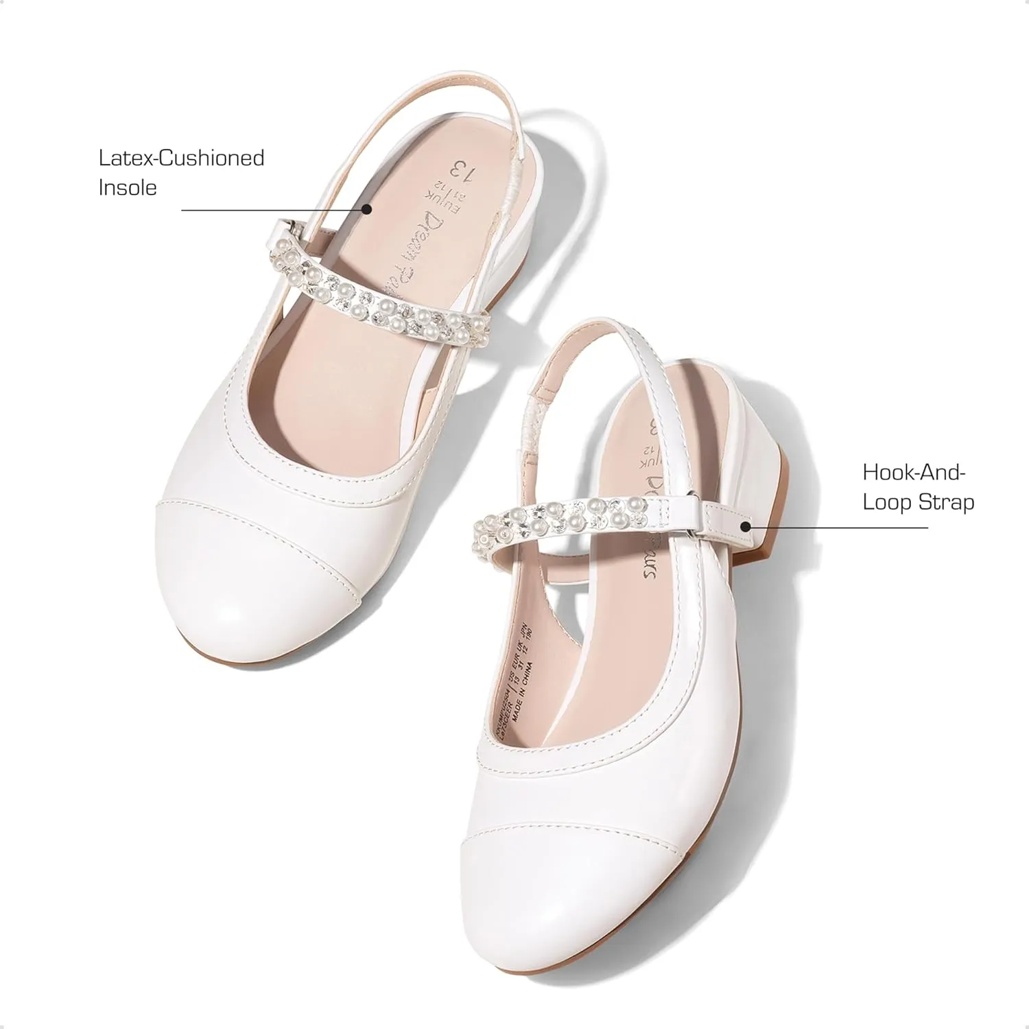 DREAM PAIRS Girls Dress Shoes Slingback Heels Round Toe Pump for Little Big Kids Flower Party Wedding Princess