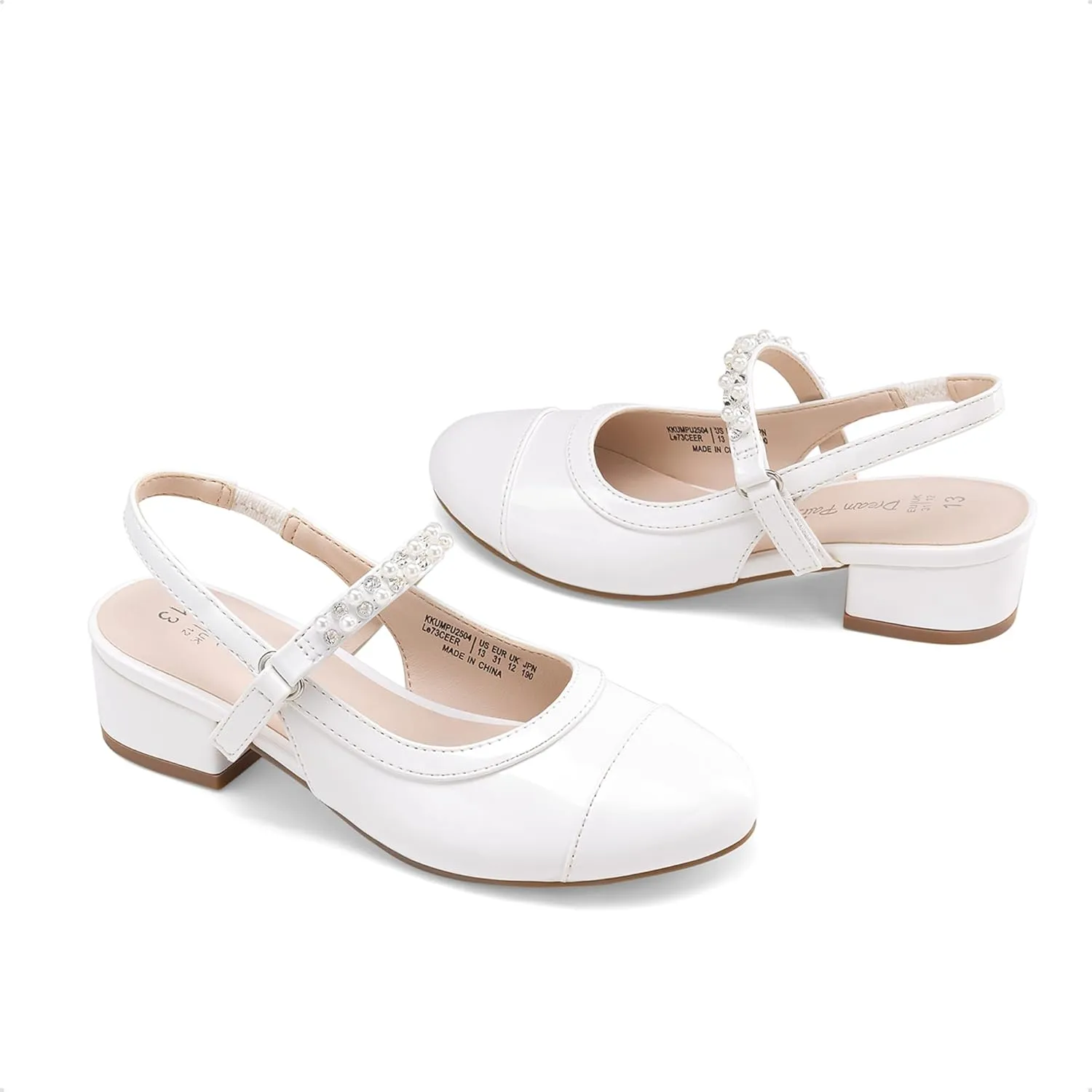 DREAM PAIRS Girls Dress Shoes Slingback Heels Round Toe Pump for Little Big Kids Flower Party Wedding Princess