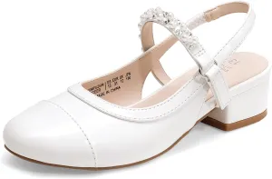 DREAM PAIRS Girls Dress Shoes Slingback Heels Round Toe Pump for Little Big Kids Flower Party Wedding Princess