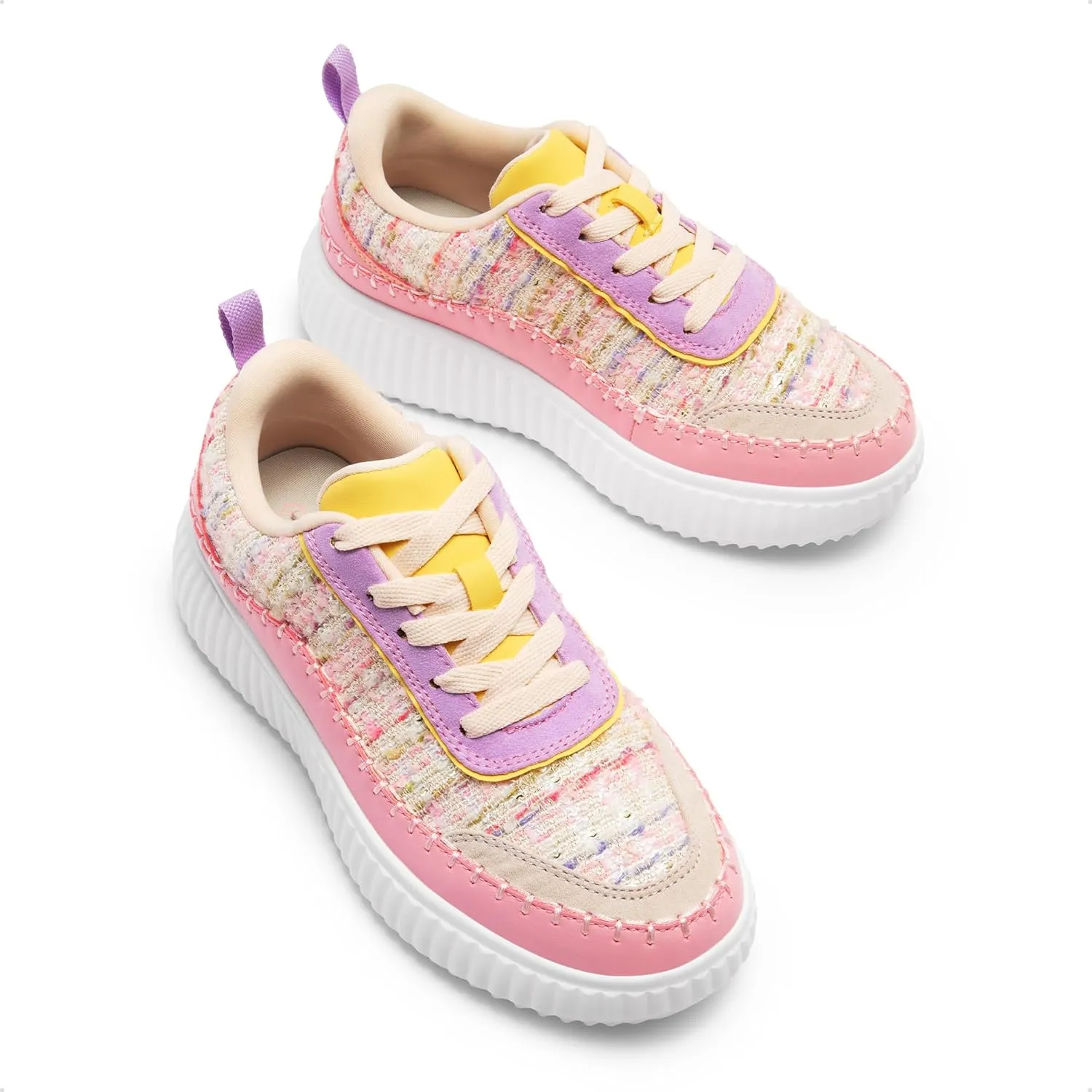 DREAM PAIRS Girls Fashion Sneakers Tennis Shoes Kids Platform Lightweight Lace Up Casual Walking Shoes