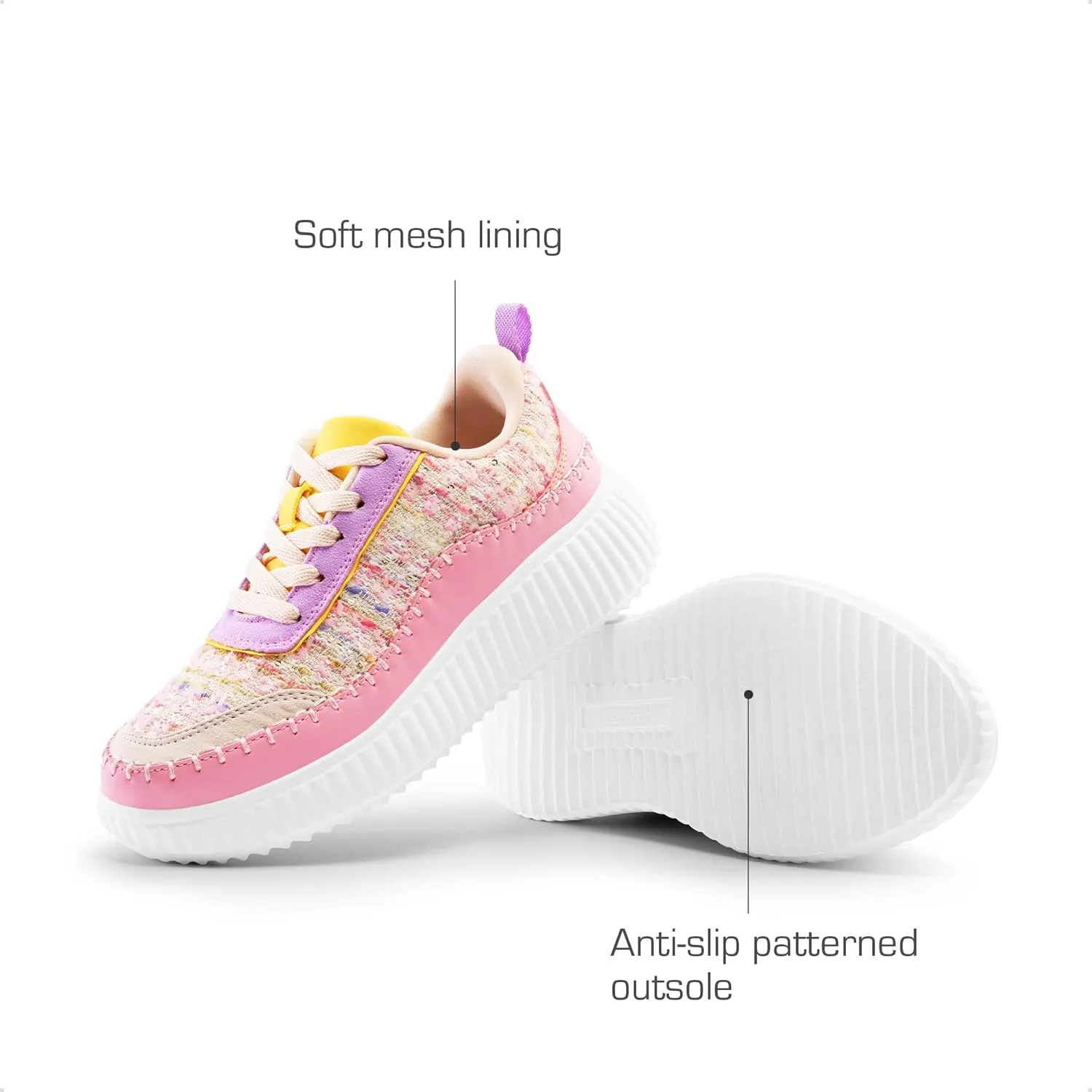 DREAM PAIRS Girls Fashion Sneakers Tennis Shoes Kids Platform Lightweight Lace Up Casual Walking Shoes
