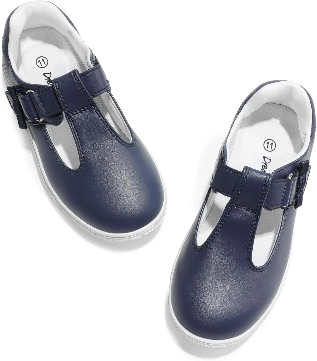 DREAM PAIRS Girls Mary Jane School Uniform Shoes T-Strap Flat Sneakers for Toddler/Little Kid