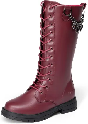 DREAM PAIRS Girls Riding Boots Knee High Side Zipper Mid Calf Shoes Little Kid/Big Kid