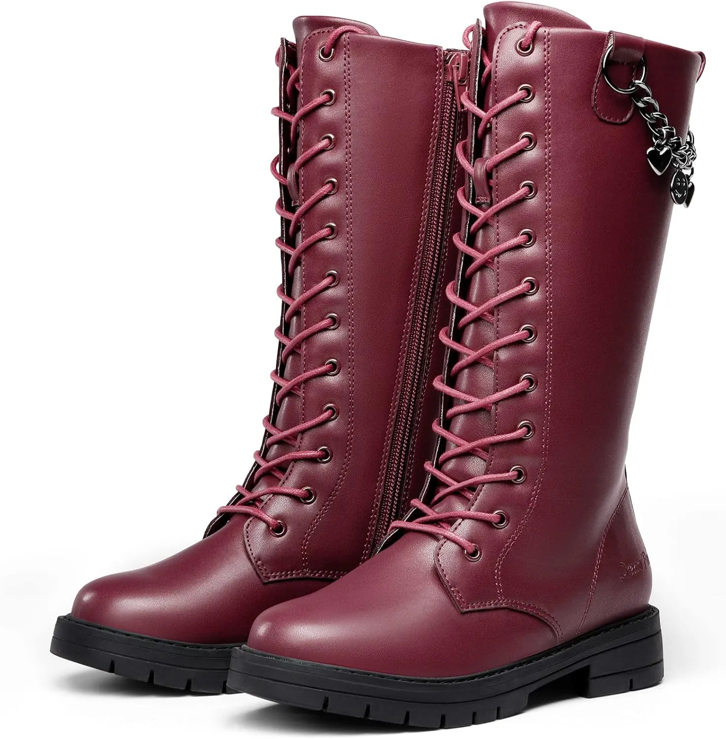 DREAM PAIRS Girls Riding Boots Knee High Side Zipper Mid Calf Shoes Little Kid/Big Kid