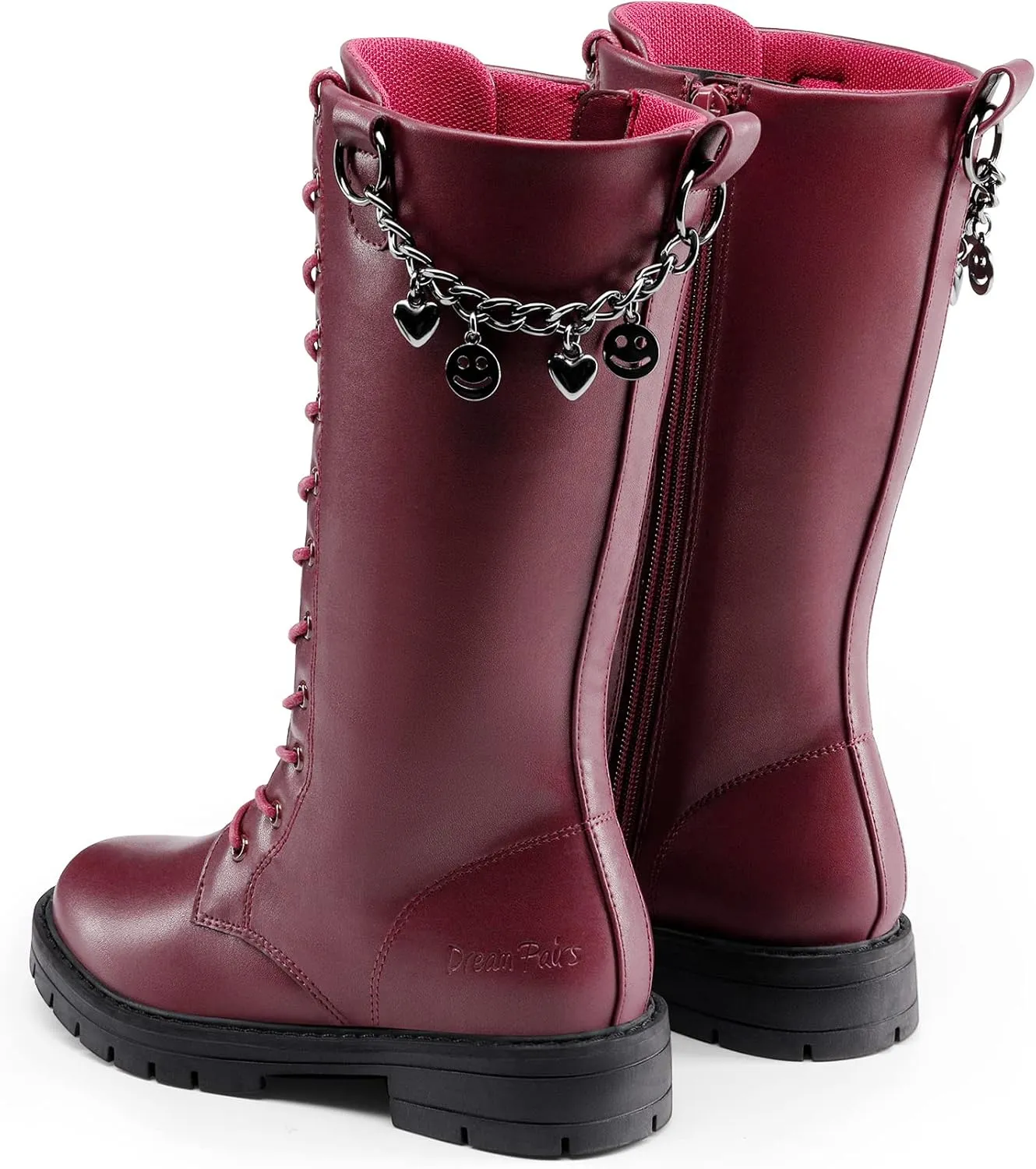 DREAM PAIRS Girls Riding Boots Knee High Side Zipper Mid Calf Shoes Little Kid/Big Kid