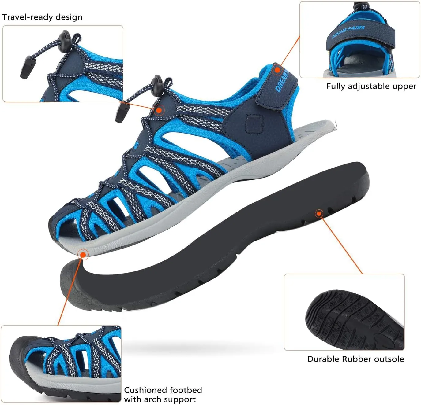 DREAM PAIRS Men's 160912-M-NEW Adventurous Summer Outdoor Sandals