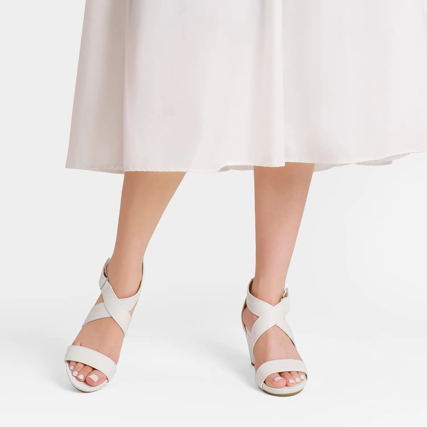 DREAM PAIRS Women's Ankle Strap Wedge Sandals, Comfortable Open Toe Summer Dress Shoes