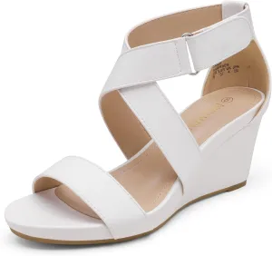 DREAM PAIRS Women's Ankle Strap Wedge Sandals, Comfortable Open Toe Summer Dress Shoes