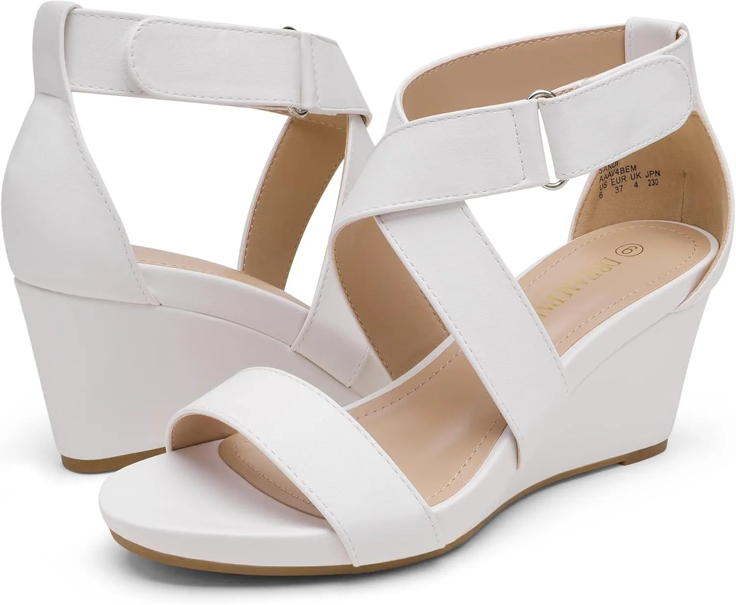 DREAM PAIRS Women's Ankle Strap Wedge Sandals, Comfortable Open Toe Summer Dress Shoes