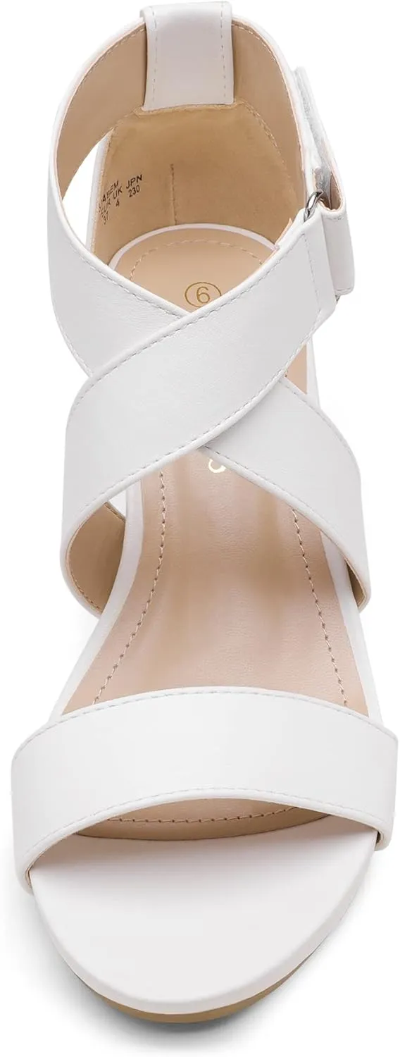 DREAM PAIRS Women's Ankle Strap Wedge Sandals, Comfortable Open Toe Summer Dress Shoes