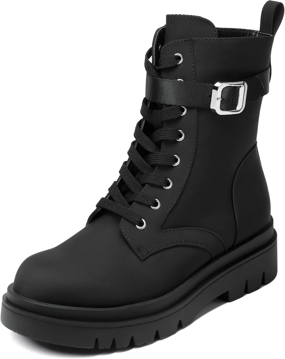 DREAM PAIRS Women's Chelsea Platform Combat Boots Lace Up Lug Sole Buckle Ankle Booties Shoes