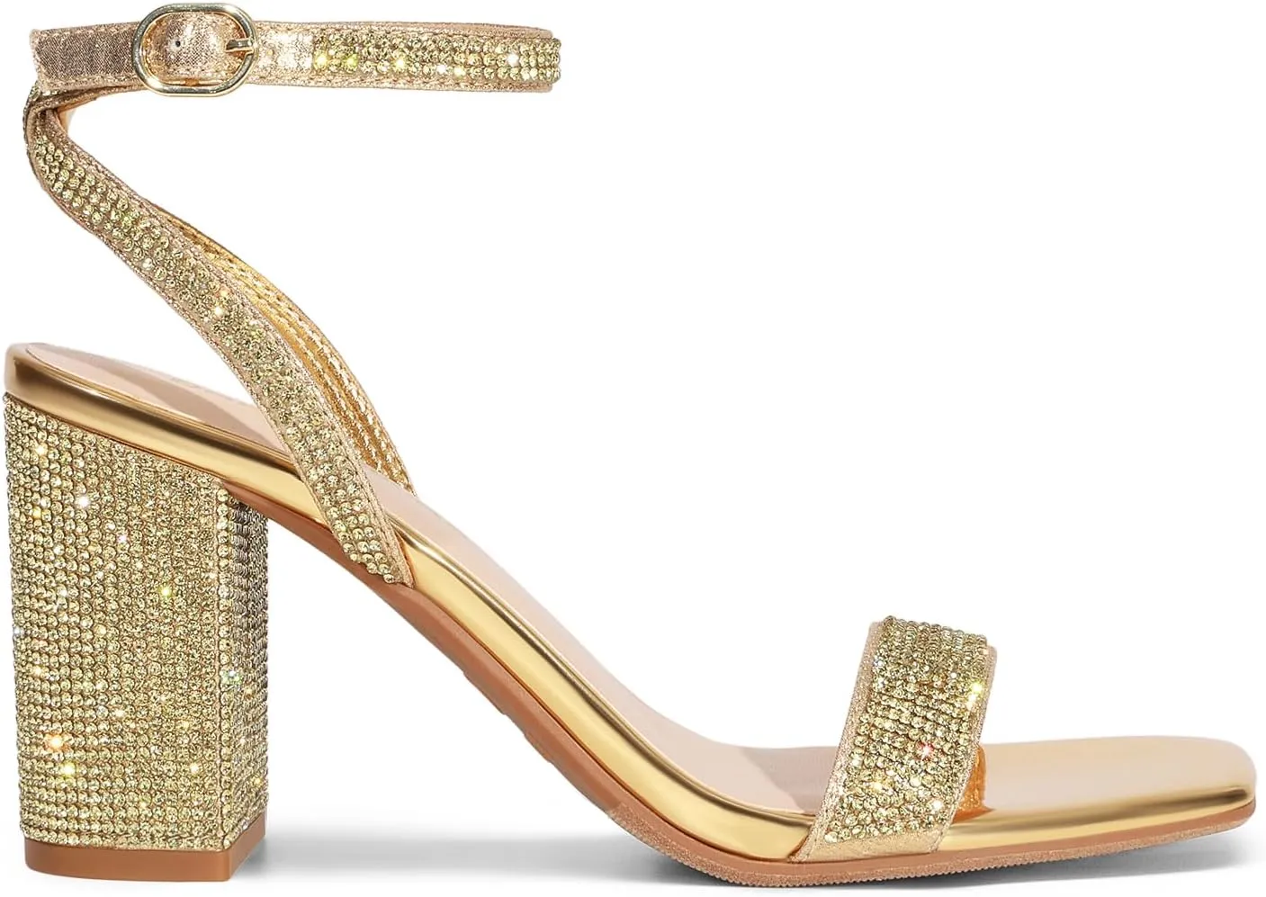 DREAM PAIRS Women's Chunky Heels Square Open Toe Ankle Buckle Strappy Block Heeled Sandals for Party Wedding Daily