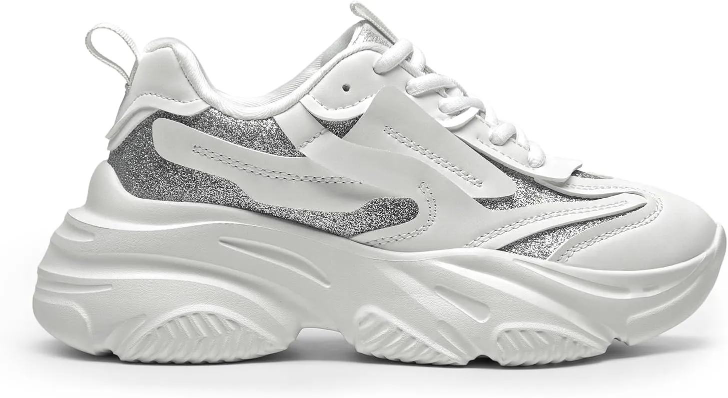DREAM PAIRS Women's Platform Chunky Fashion Sneakers Jaxon Walking Lace-Up Comfortable Dad Sneakers Workout Sport Work Casual Tennis Shoes