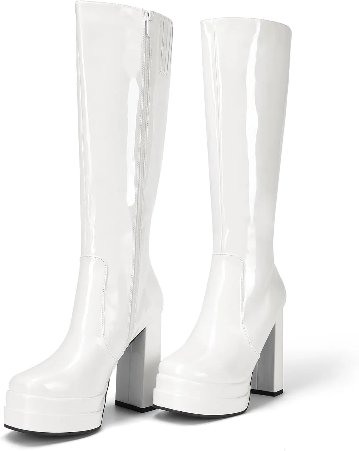 DREAM PAIRS Women's Platform Heeled Knee High Boots, Long Chunky Tall Gogo Boots for Fall