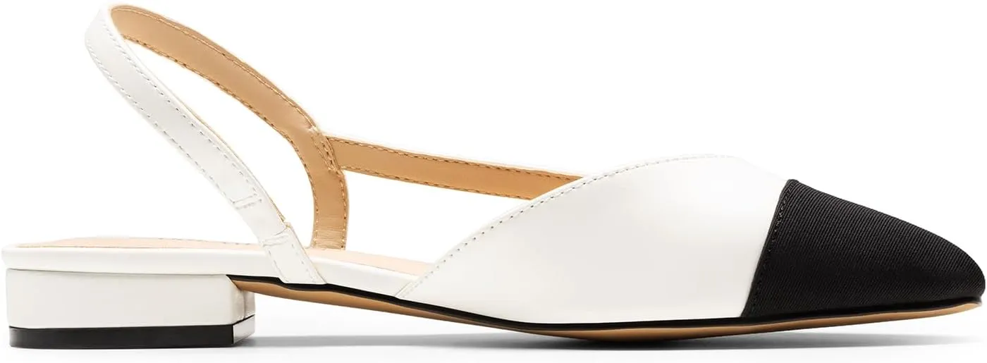 DREAM PAIRS Women's Slingback Flats, Square Toe Flats for Women Dressy Casual Work Office Party, Low Heel Dress Shoes for Women