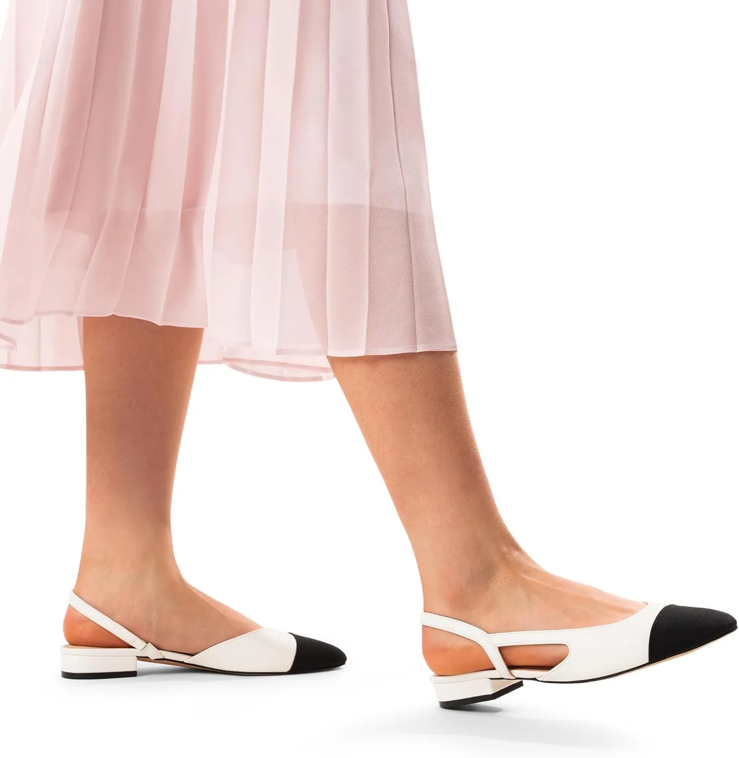 DREAM PAIRS Women's Slingback Flats, Square Toe Flats for Women Dressy Casual Work Office Party, Low Heel Dress Shoes for Women
