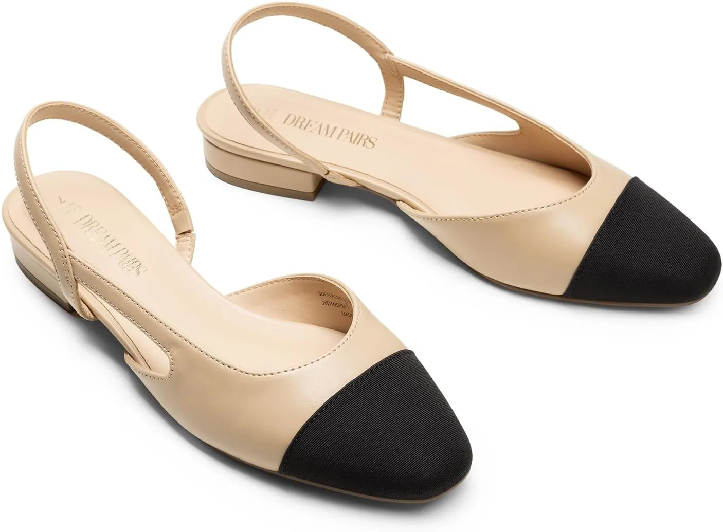 DREAM PAIRS Women's Slingback Flats, Square Toe Flats for Women Dressy Casual Work Office Party, Low Heel Dress Shoes for Women