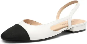 DREAM PAIRS Women's Slingback Flats, Square Toe Flats for Women Dressy Casual Work Office Party, Low Heel Dress Shoes for Women