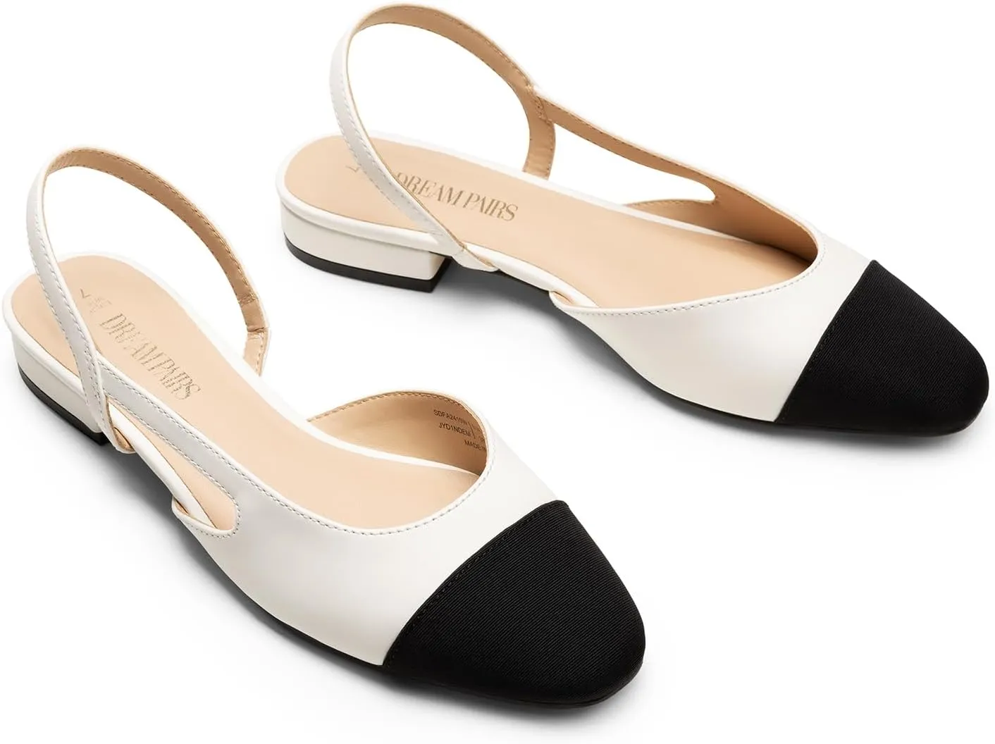 DREAM PAIRS Women's Slingback Flats, Square Toe Flats for Women Dressy Casual Work Office Party, Low Heel Dress Shoes for Women