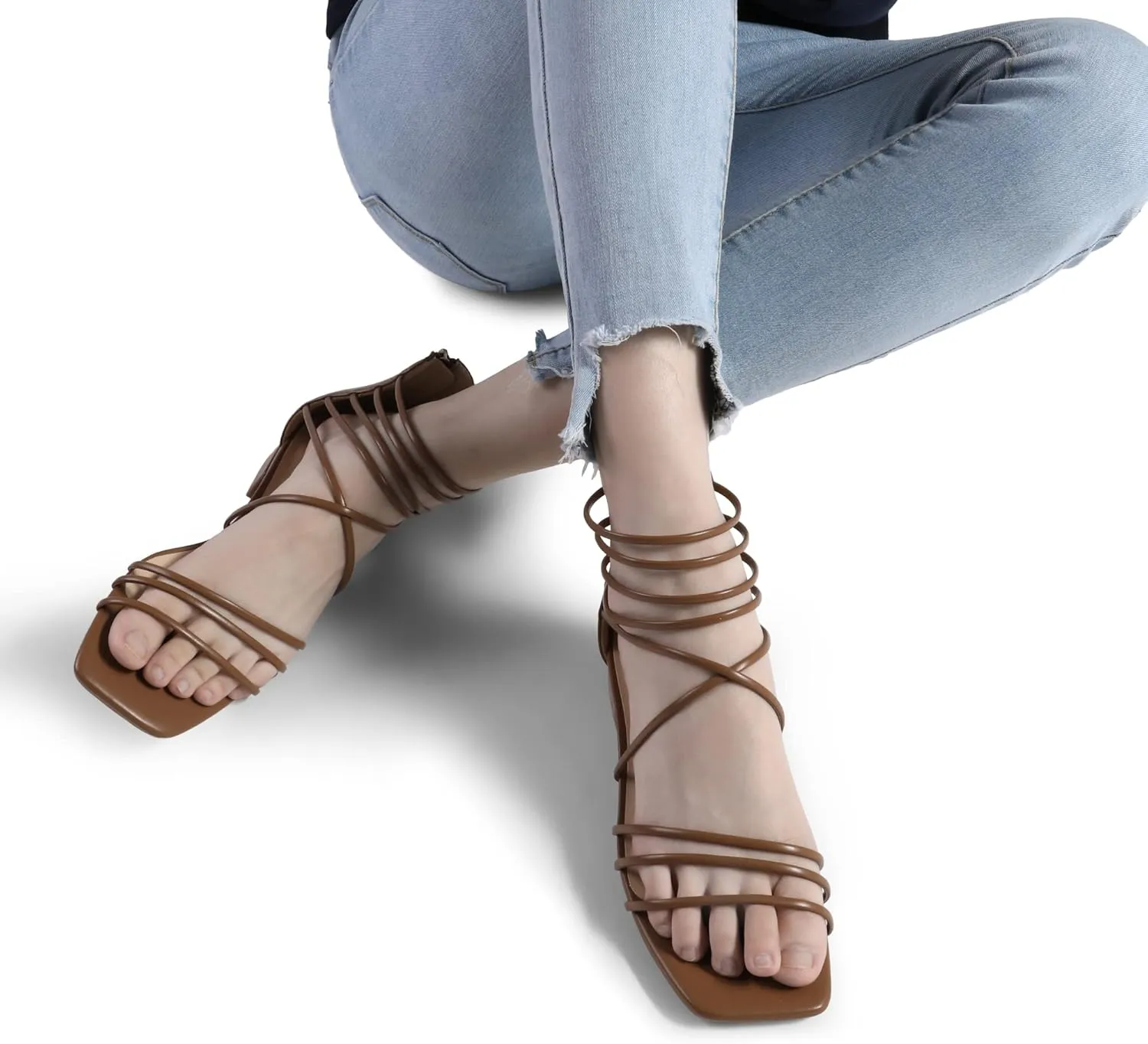 DREAM PAIRS Women's Summer Dressy Flat Sandals Girls Comfortable Gladiator Stappy Low Heel Sandals Shoes