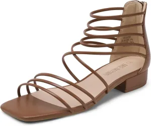 DREAM PAIRS Women's Summer Dressy Flat Sandals Girls Comfortable Gladiator Stappy Low Heel Sandals Shoes