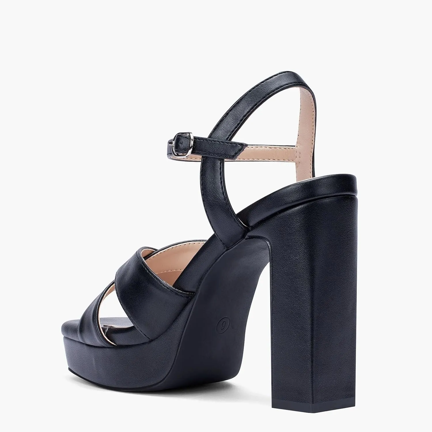 Elisabet Tang Chunky Platform Heeled Sandals for Women Sexy Square Toe Heels High Ankle Strappy Sandals for Summer Wedding Party Prom and Dating