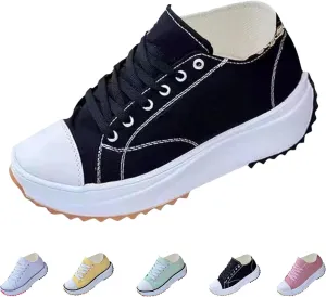 Elsvia Orthopedic Shoes for Women, Hiking Comfortable Casual Canvas Sneakers, Thick Sole Breathable Shoes