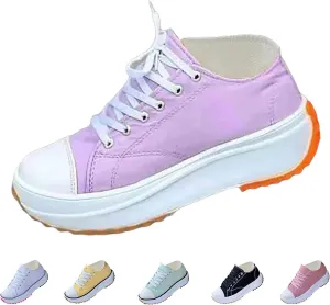 Elsvia Orthopedic Shoes for Women, Hiking Comfortable Casual Canvas Sneakers, Thick Sole Breathable Shoes