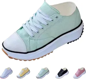 Elsvia Orthopedic Shoes for Women, Hiking Comfortable Casual Canvas Sneakers, Thick Sole Breathable Shoes