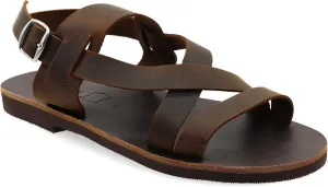 Emmanuela Ancient Greek Style Leather Fisherman Sandals for Men, Handmade Leather Open Toe Men's Sandals, Quality Adjustable Buckle Summer Shoes Black, Brown, Beige