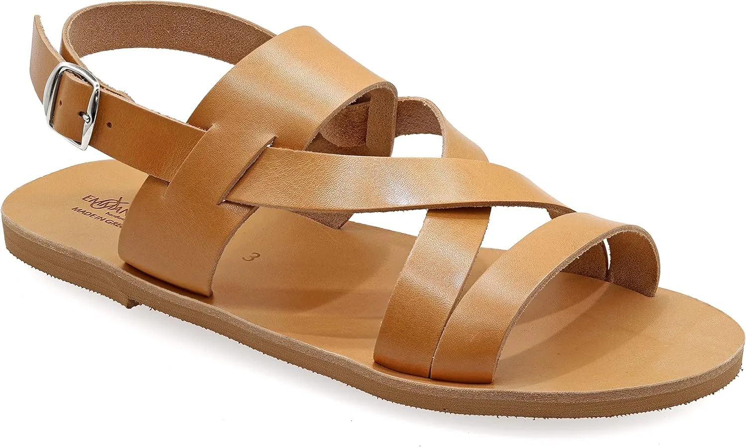 Emmanuela Ancient Greek Style Leather Fisherman Sandals for Men, Handmade Leather Open Toe Men's Sandals, Quality Adjustable Buckle Summer Shoes Black, Brown, Beige