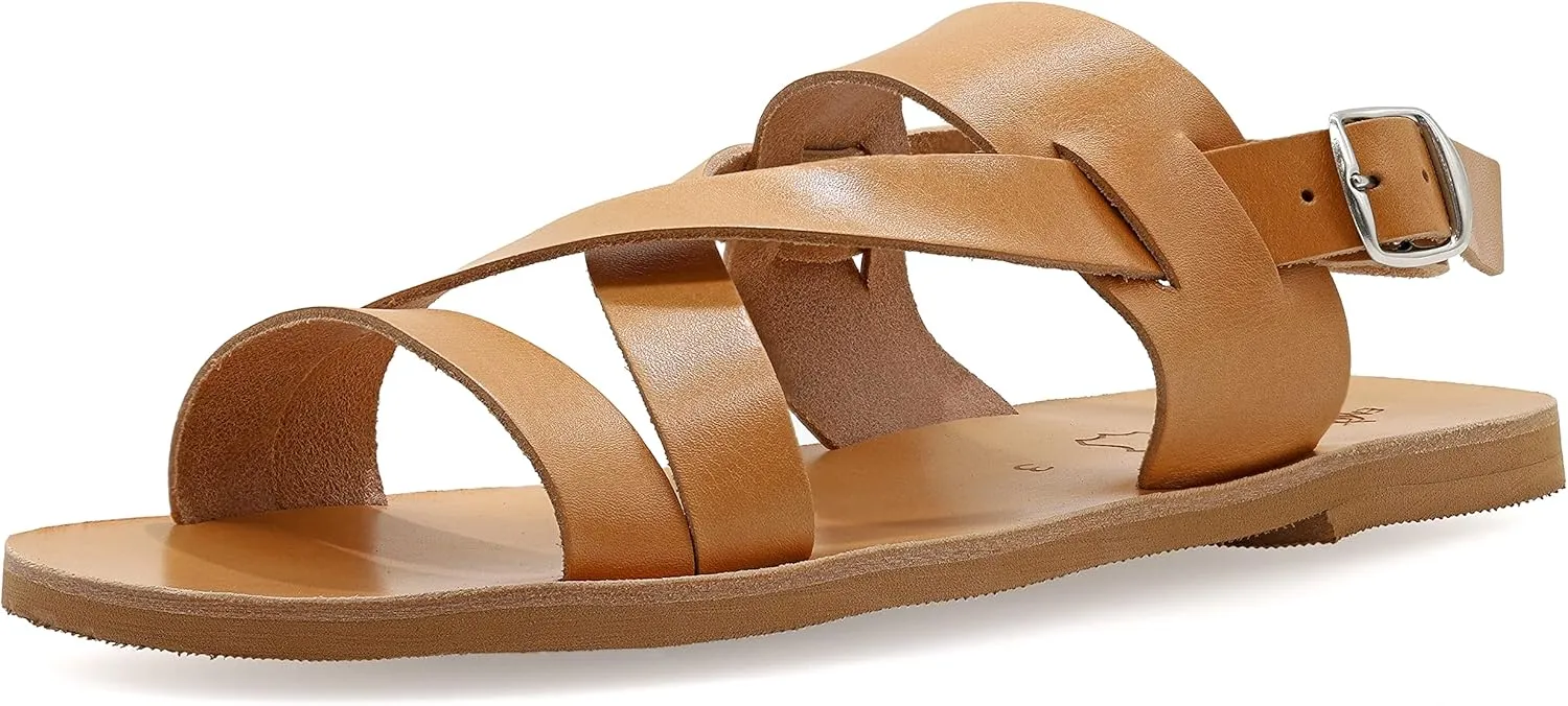 Emmanuela Ancient Greek Style Leather Fisherman Sandals for Men, Handmade Leather Open Toe Men's Sandals, Quality Adjustable Buckle Summer Shoes Black, Brown, Beige