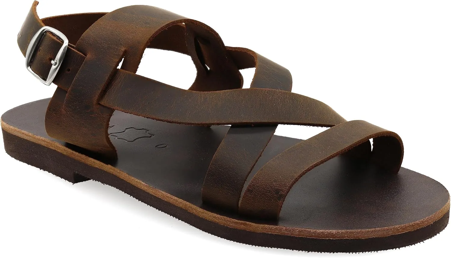 Emmanuela Ancient Greek Style Leather Fisherman Sandals for Men, Handmade Leather Open Toe Men's Sandals, Quality Adjustable Buckle Summer Shoes Black, Brown, Beige