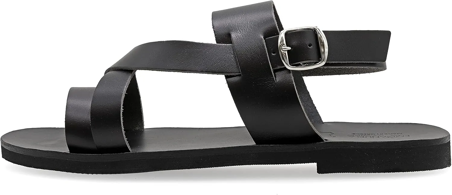 Emmanuela Ancient Greek Style Leather Fisherman Sandals for Men, Handmade Leather Open Toe Men's Sandals, Quality Adjustable Buckle Summer Shoes Black, Brown, Beige