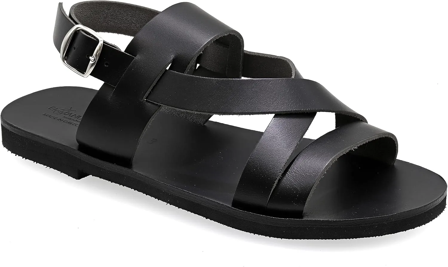 Emmanuela Ancient Greek Style Leather Fisherman Sandals for Men, Handmade Leather Open Toe Men's Sandals, Quality Adjustable Buckle Summer Shoes Black, Brown, Beige