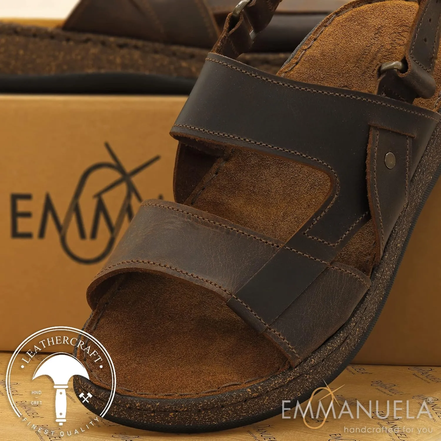 Emmanuela Ancient Greek Style Leather Fisherman Sandals for Men, Handmade Leather Open Toe Men's Sandals, Quality Adjustable Buckle Summer Shoes Black, Brown, Beige
