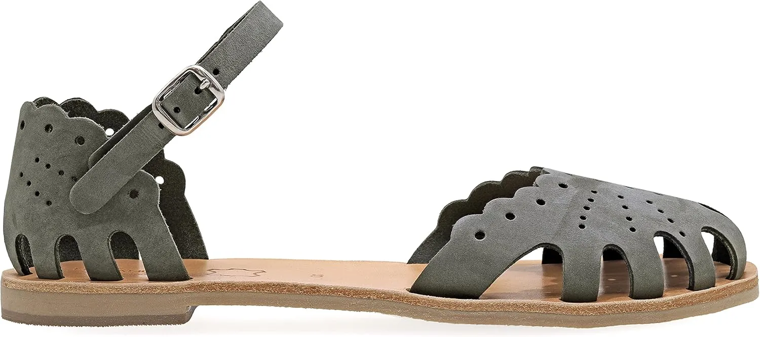 Emmanuela Ancient Greek Style Sandals, Handmade Leather Closed Toe Flat Sandals, Quality Adjustable Sandals, Ankle Strap Summer Shoes for Women, Boho Chic Caged Sandals