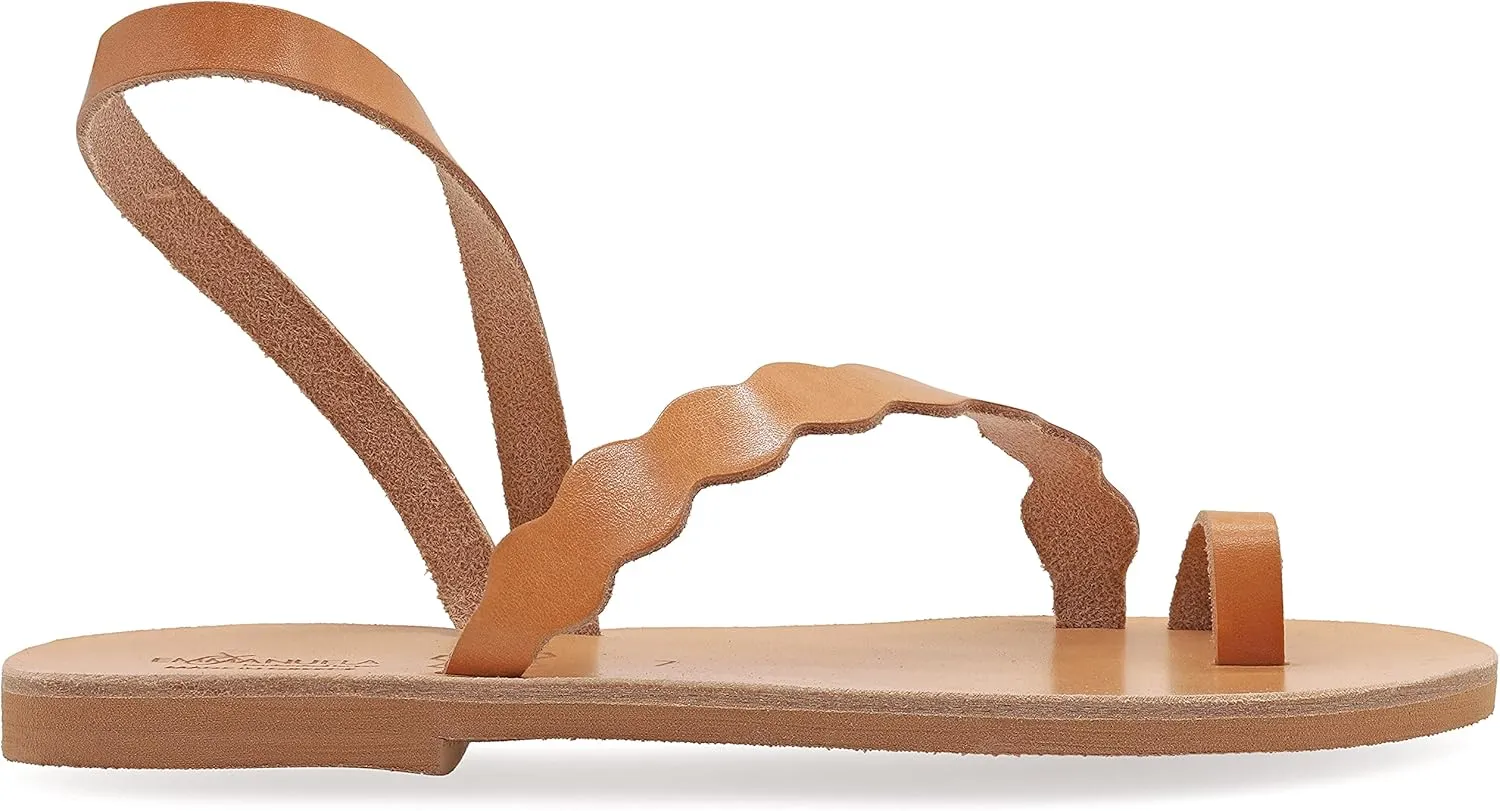 Emmanuela Ancient Greek Style Sandals, Handmade Leather Toe Ring Flat Sandals, Quality Sandals with Ankle Strap, Ankle Cuff Summer Shoes for Women, Boho Chic Sandals