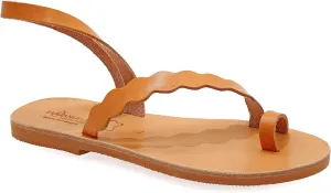 Emmanuela Ancient Greek Style Sandals, Handmade Leather Toe Ring Flat Sandals, Quality Sandals with Ankle Strap, Ankle Cuff Summer Shoes for Women, Boho Chic Sandals