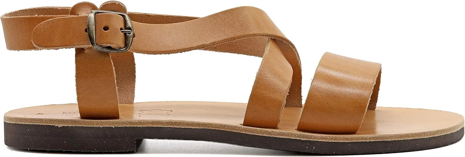 Emmanuela Greek Leather Gladiator Sandals for Men, Quality Handmade Men's Sandals with adjustable Buckle Strap, Mens Strappy Summer Shoes