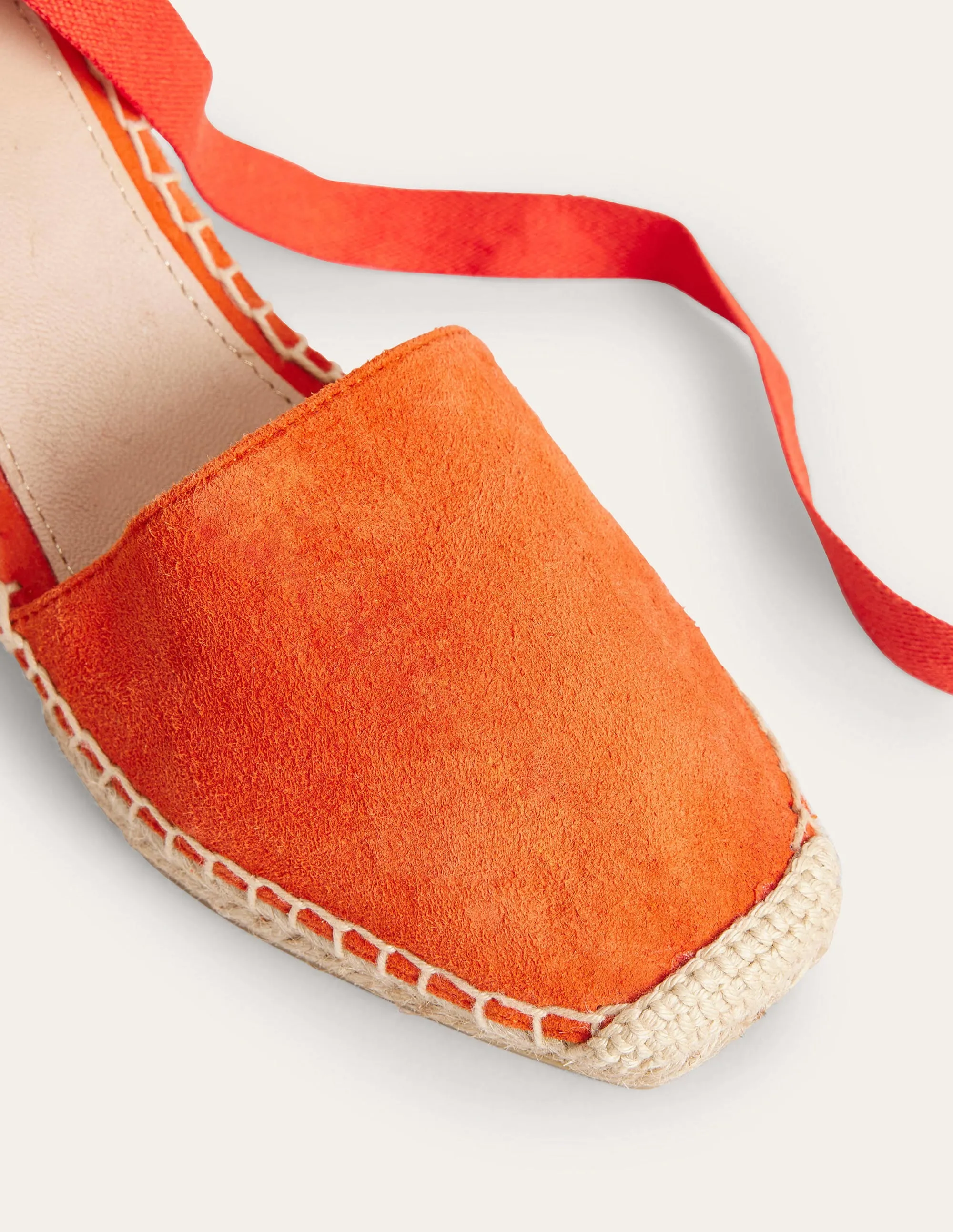 Espadrilles mit Keilabsatz und eckiger Zehenpartie-Zinnoberrot