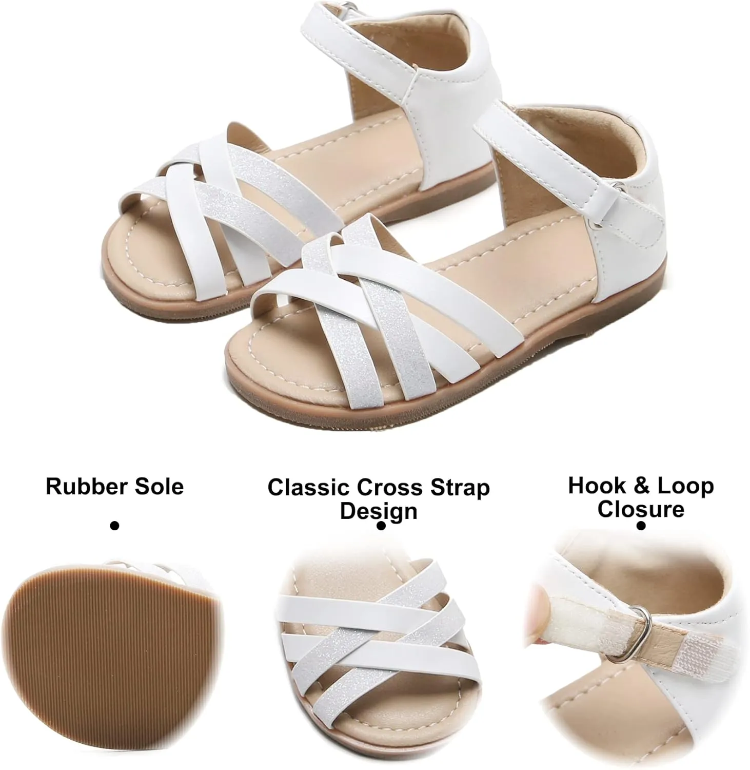 Felix & Flora Toddler Girl Sandals - Flower Girl Dress Shoes Open Toe Little Kid Summer Flats