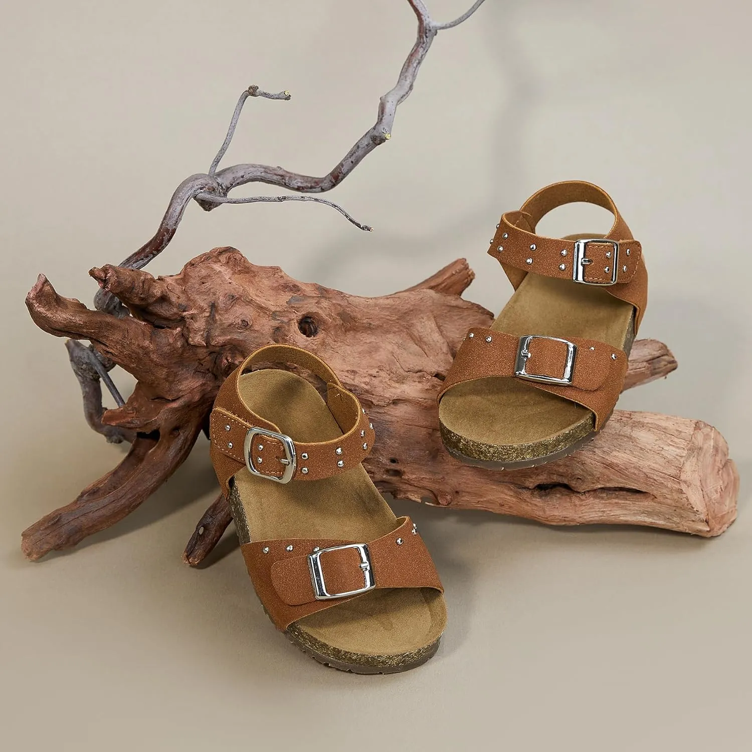 Felix & Flora Toddler Girls Sandals Flower Girl Cork Footbed Open Toe Comfort Princess Summer Flat Shoes